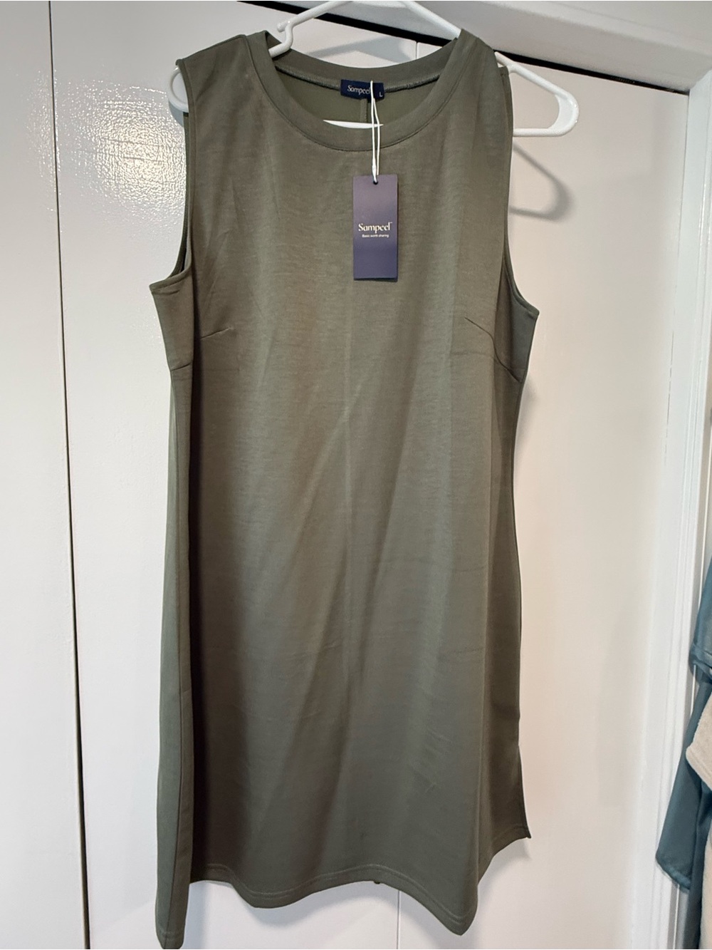 Olive Sleeveless Shift Dress